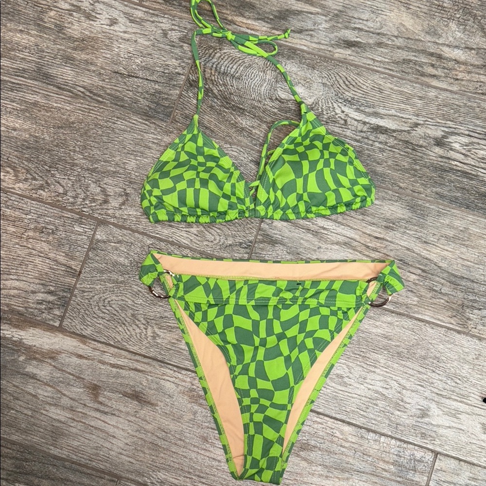 Cotton On Body Green Checkered Bikini Set